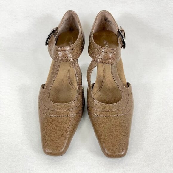 Aerosoles Leather Kitten Heels Ankle Strap Retro Grandma Tan 7.5 - Picture 4 of 8